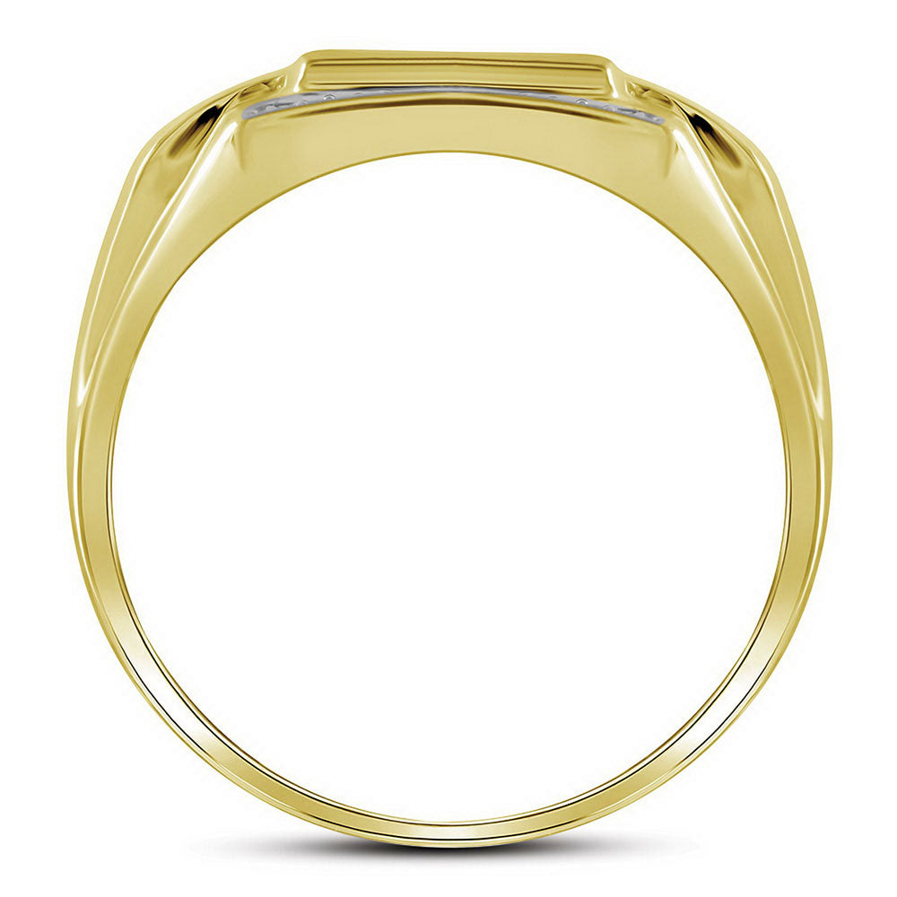 10K Yellow Gold Mens Round Diamond Square Cluster Ring 1/3 Cttw, Mens Size: 7-13