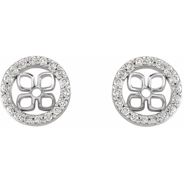 14K Yellow Or White Gold Polished Natural Diamond Earring Jackets For Pearl Studs