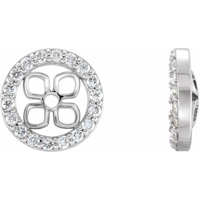 14K Yellow Or White Gold Polished Natural Diamond Earring Jackets For Pearl Studs
