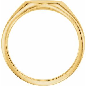 10K Yellow Gold Oval 11 X 9 Mm Brush Polished Signet Ring Size 7