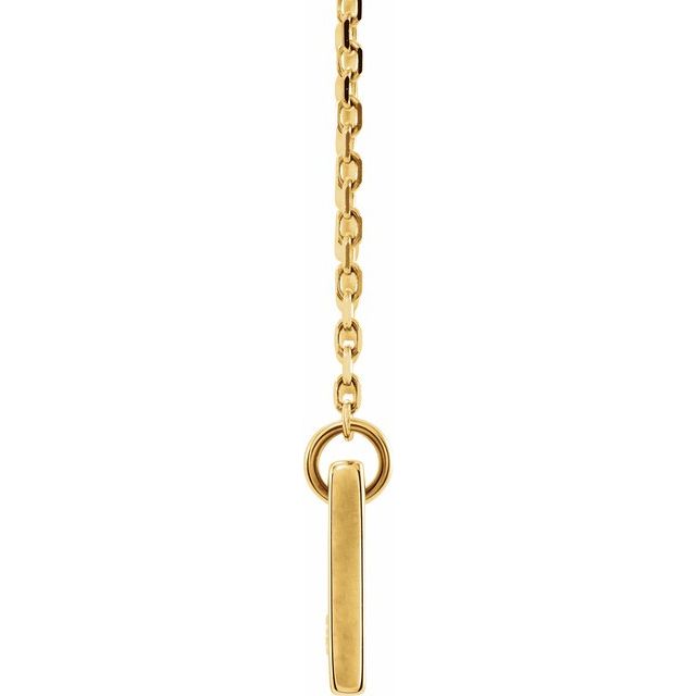 18K Yellow Gold-Plated Sterling Silver 28.1 X 8 Mm 17 In Polished .03 Ct Natural Diamond Engravable Bar Necklace