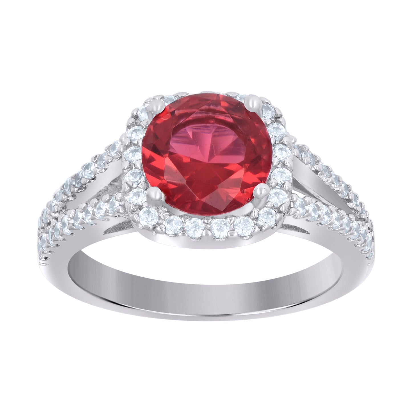 Sterling Silver Womens Cubic Zirconia Sizes 6 To 9 Red Color Center Stone Bridal Anniversary Engagement WeddingBand Ring