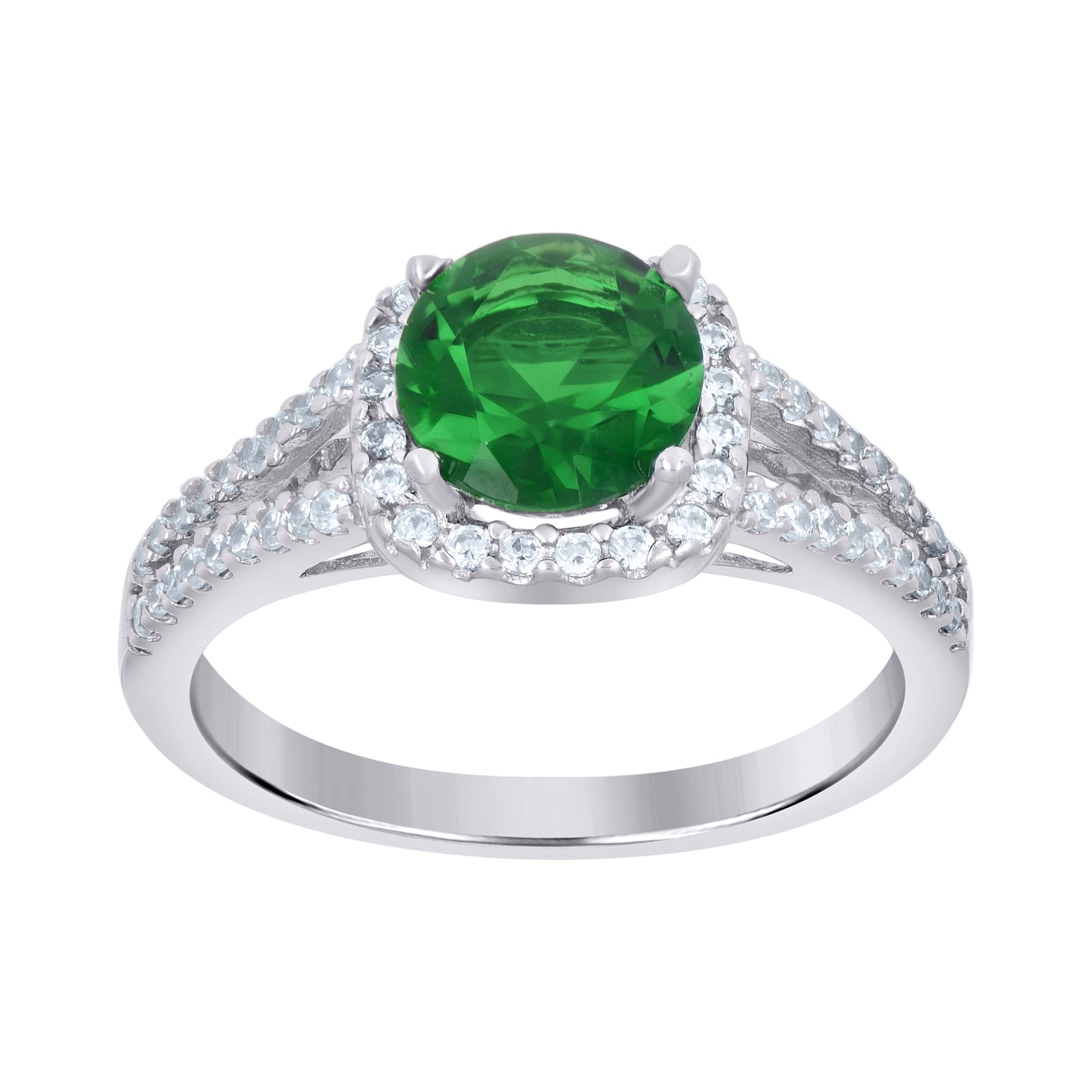 Sterling Silver Womens Cubic Zirconia Sizes 6 To 9 Green Color Center Stone Bridal Anniversary Engagement WeddingBand Ring