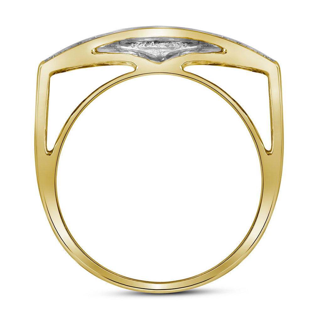 10K Yellow Gold Mens Round Pave-set Diamond Rectangle Cluster Ring 1 Cttw, Mens Size: 7-13