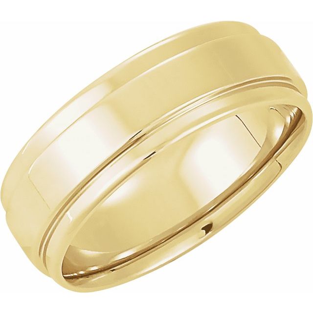 10K Yellow Gold 7 Mm Polished Comfort-Fit Flat Inlay Band, Size 11.5