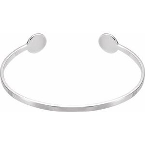 Sterling Silver 3 Mm 6 3/4 In Polished Engravable Cuff Bracelet
