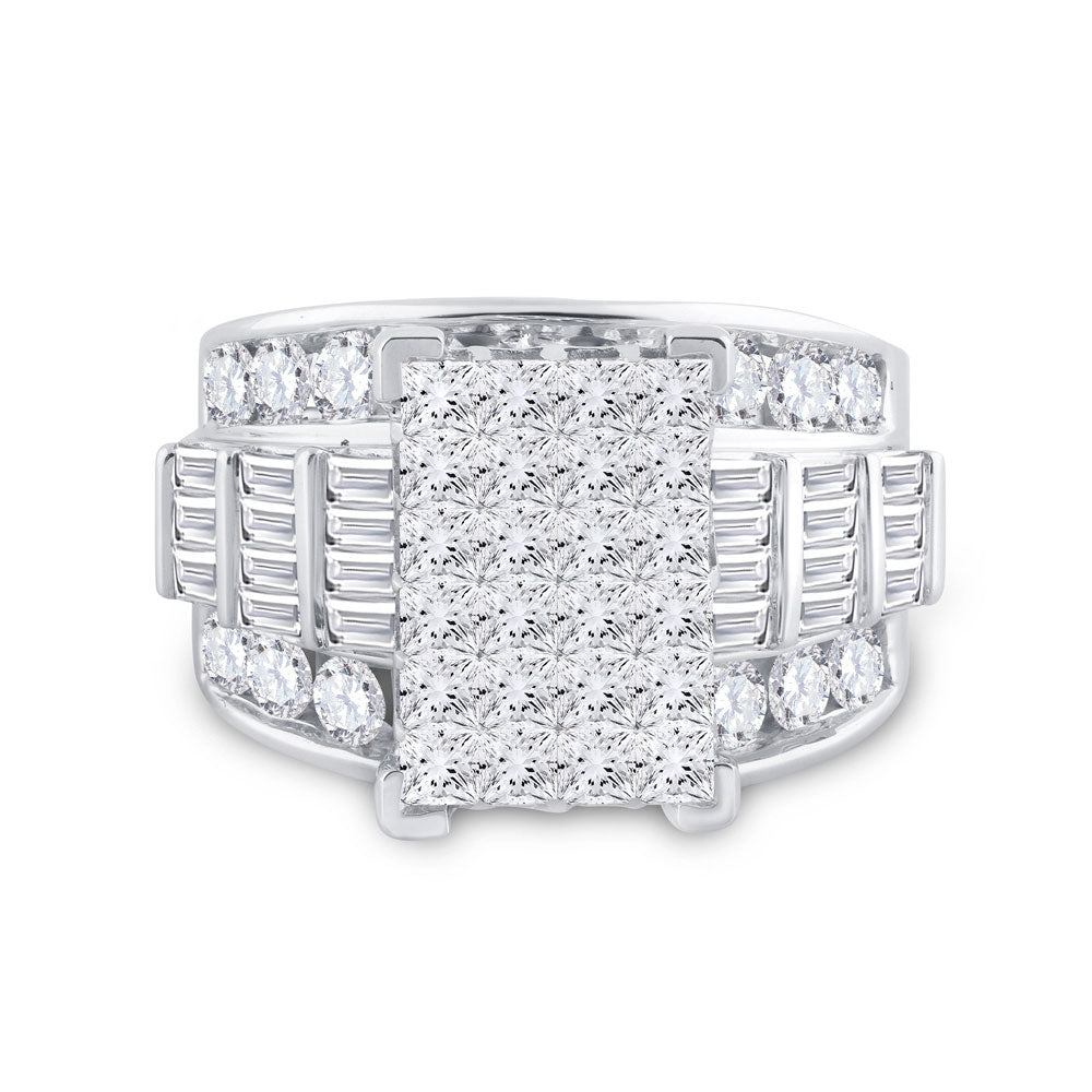 14K Yellow Or White Gold Princess Diamond Cluster Bridal Wedding Engagement Ring 4 Cttw, Womens Size: 5-10