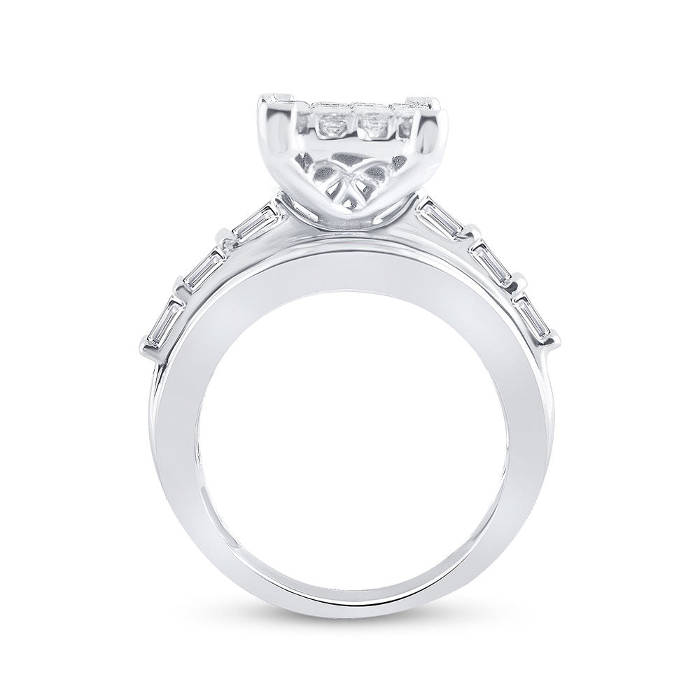 14K Yellow Or White Gold Princess Diamond Cluster Bridal Wedding Engagement Ring 4 Cttw, Womens Size: 5-10