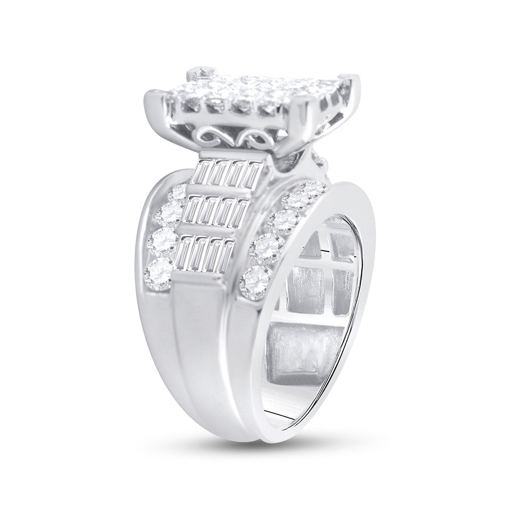 14K Yellow Or White Gold Princess Diamond Cluster Bridal Wedding Engagement Ring 4 Cttw, Womens Size: 5-10
