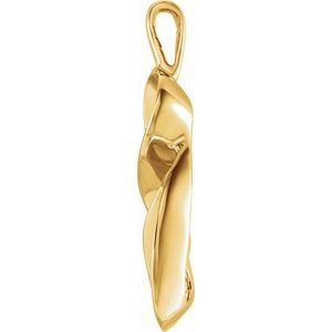 10K Yellow Gold 25 X 8.5 Mm Polished Freeform Pendant