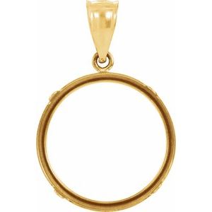 14K Yellow Gold 20 Mm Tab Back Polished Coin Frame Bezel Pendant