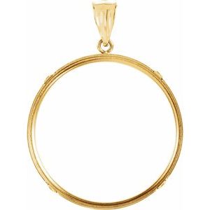14K Yellow Gold 30 Mm Tab Back Polished Coin Frame Bezel Pendant