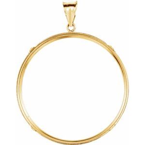 14K Yellow Gold 37 Mm Tab Back Polished Coin Frame Bezel Pendant