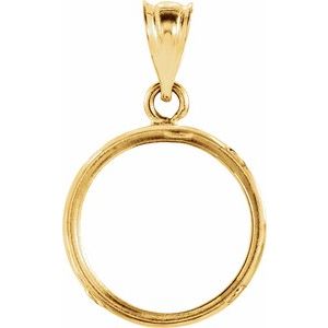 14K Yellow Gold 14 Mm Tab Back Polished Coin Frame Bezel Pendant