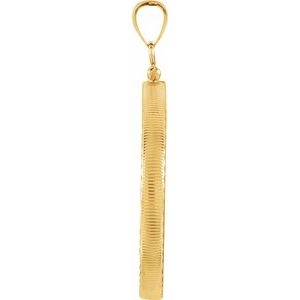 14K Yellow Gold 32.7 Mm Screw Top Polished Coin Frame Bezel Pendant Mounting
