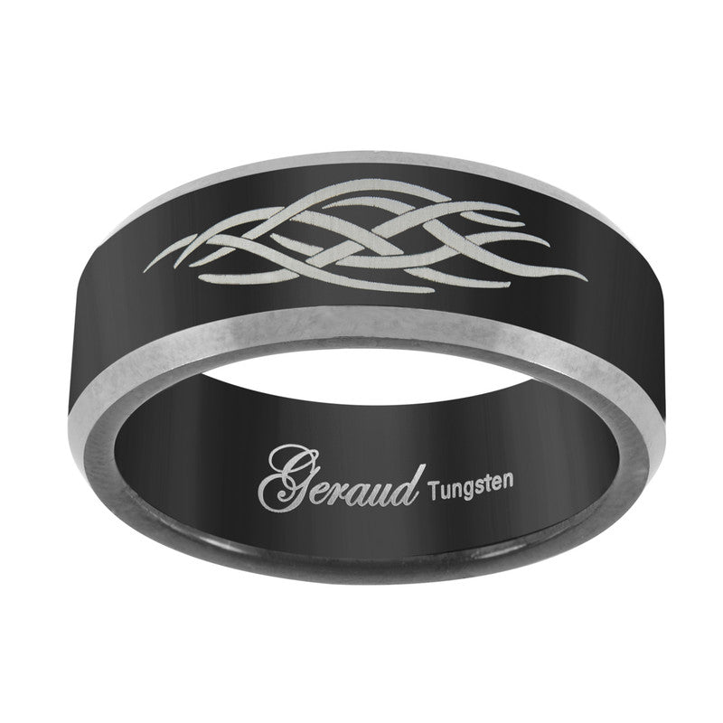 Tungsten Black Center Celtic Design Comfort-fit 8mm Sizes 7 - 14.5 Wedding Band