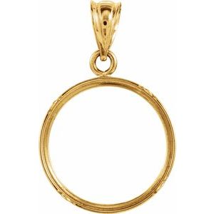 14K Yellow Gold 15 Mm Tab Back Polished Coin Frame Bezel Pendant
