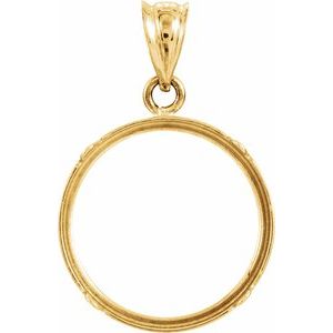 14K Yellow Gold 15.6 Mm Tab Back Polished Coin Frame Bezel Pendant