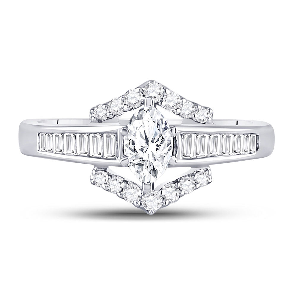 14K White Gold Marquise Diamond Solitaire Bridal Wedding Engagement Ring 3/4 Cttw, Womens Size: 5-10