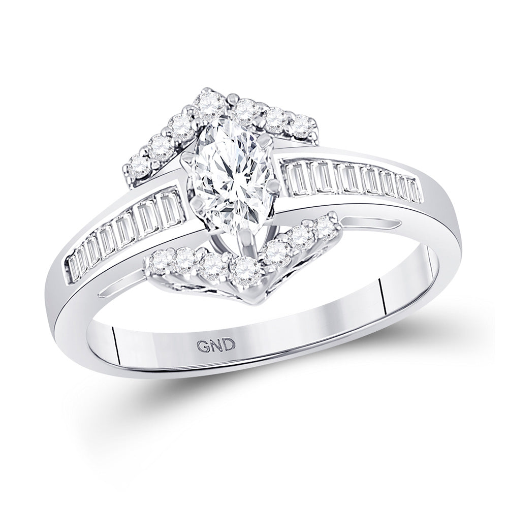 14K White Gold Marquise Diamond Solitaire Bridal Wedding Engagement Ring 3/4 Cttw, Womens Size: 5-10