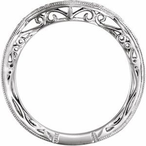 14K White Gold Round 5.8 Mm Polished Vintage-Inspired Matching Band Size 6