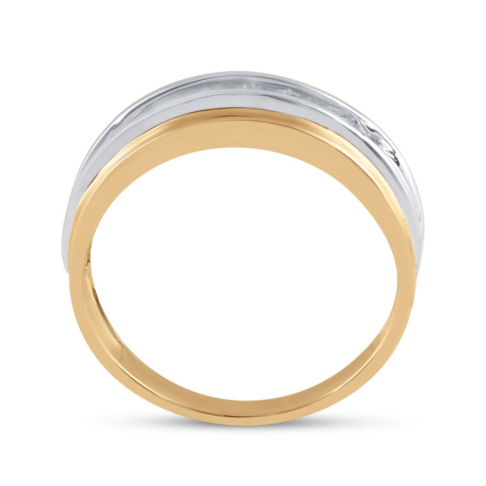 10K Yellow Or White Gold Mens Round Diamond Wedding Single Row Band Ring 1/4 Cttw, Mens Size: 7-13