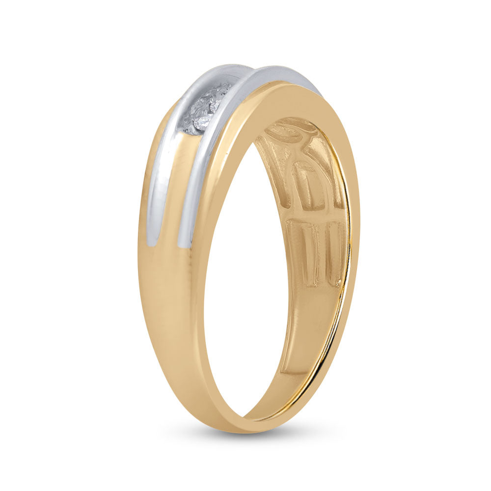 10K Yellow Or White Gold Mens Round Diamond Wedding Single Row Band Ring 1/4 Cttw, Mens Size: 7-13