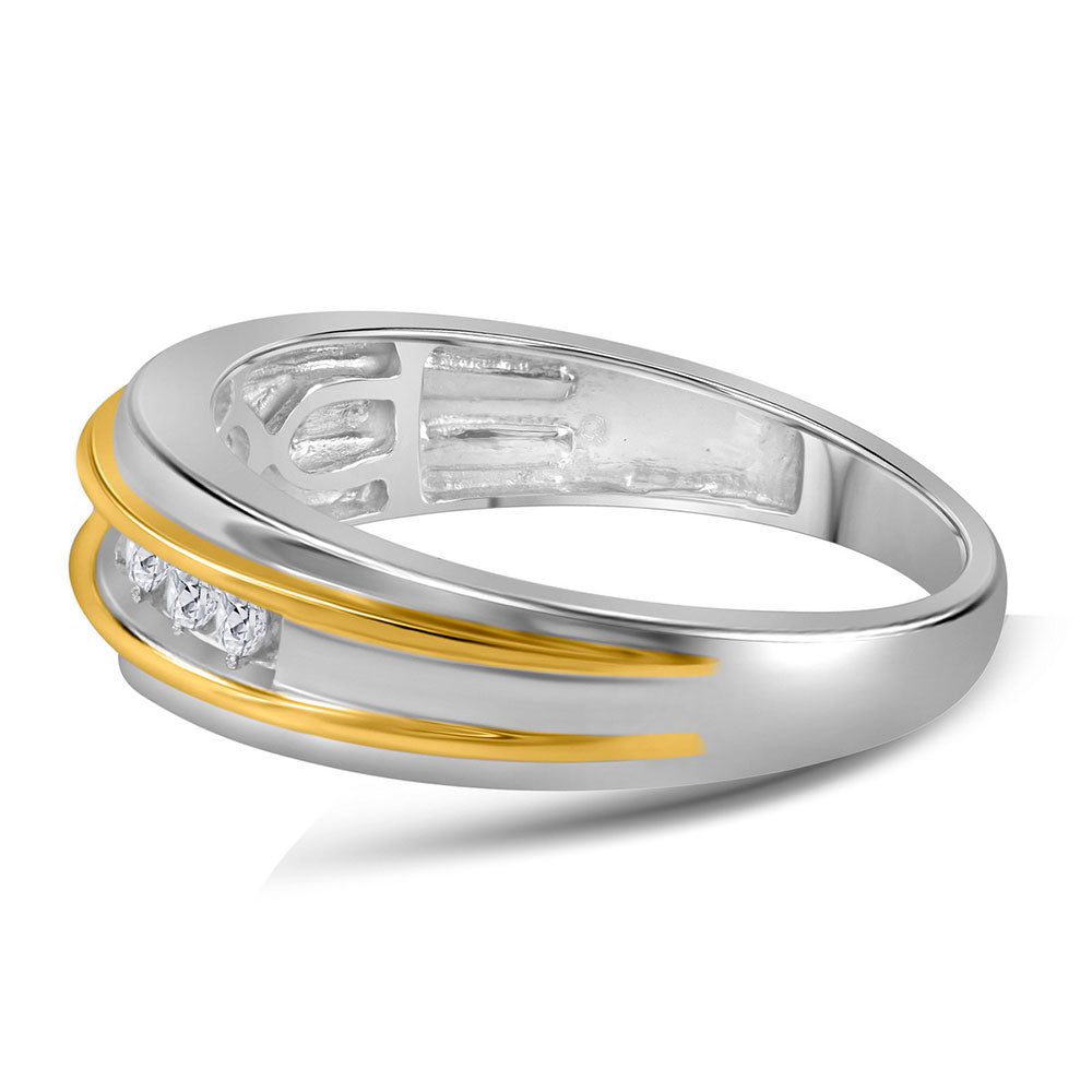 10K Yellow Or White Gold Mens Round Diamond Wedding Single Row Band Ring 1/4 Cttw, Mens Size: 7-13