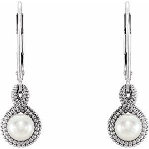 14K White Gold Pearl 4.5-5.0 Mm Cultured White Freshwater Pearl Beaded Earrings