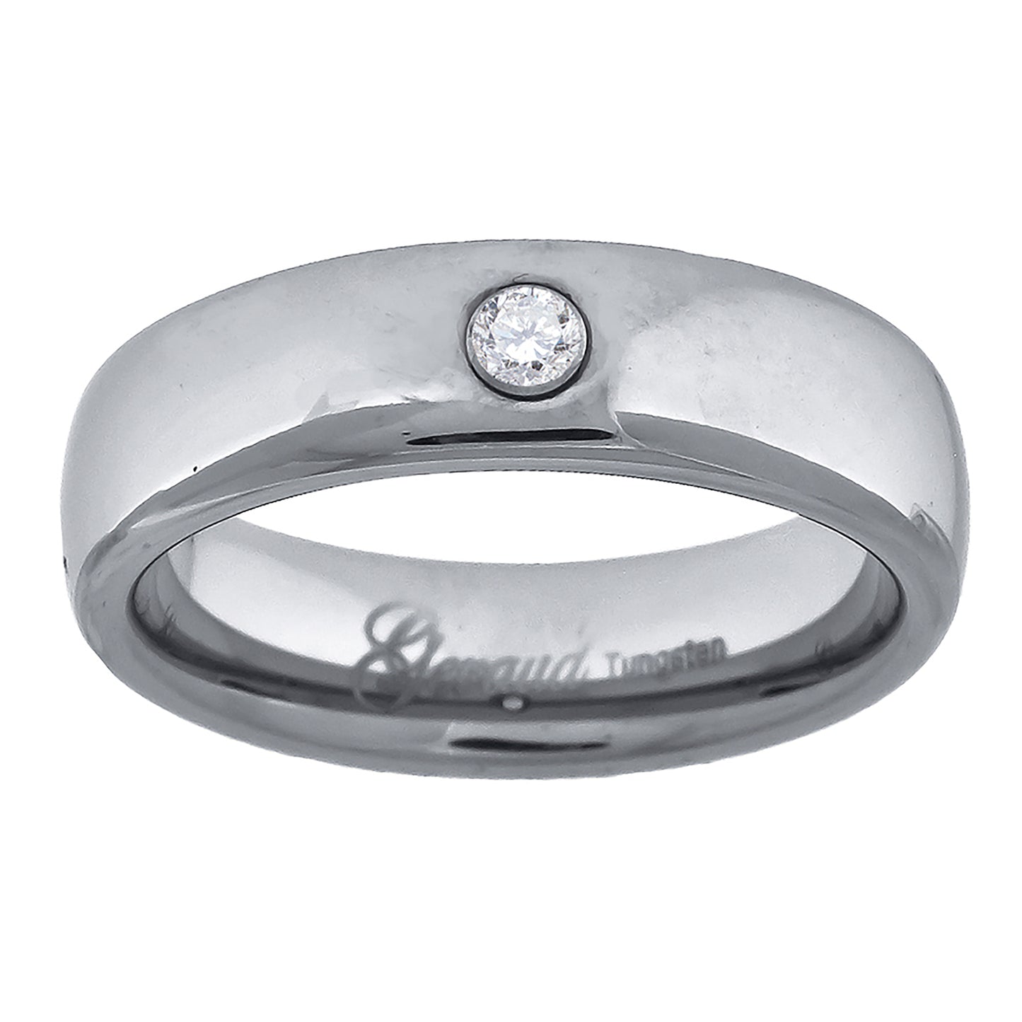 Tungsten Cubic Zirconia Polished Dome Mens Comfort-fit 8mm Sizes 7 - 14 Bridal Anniversary Engagement Wedding Band