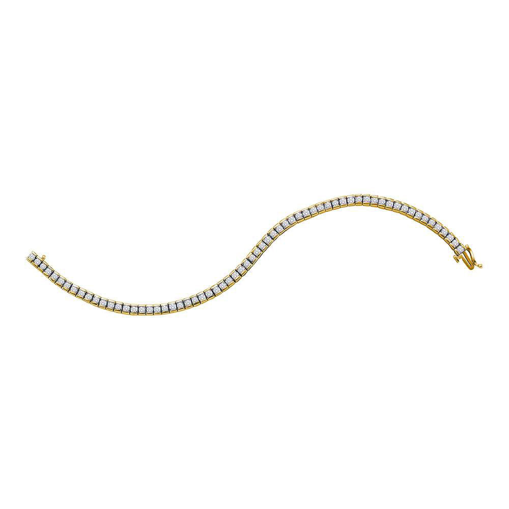 14K Yellow Gold Womens Round Diamond Tennis Bracelet 3/4 Cttw