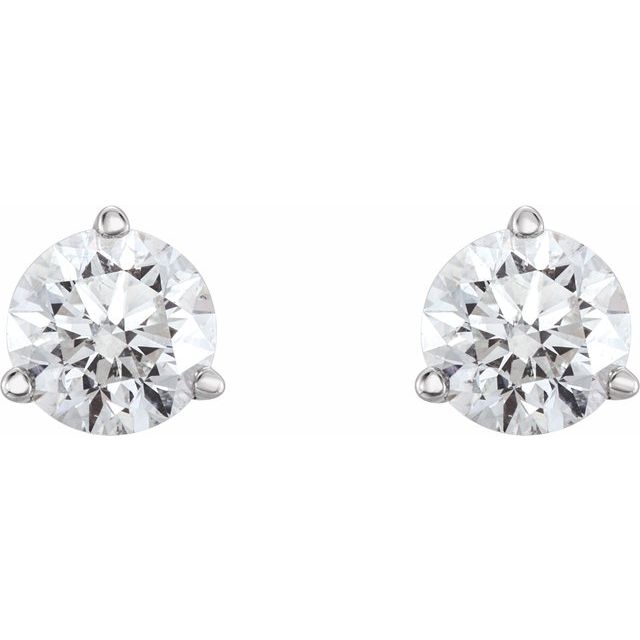 14K White Gold Round Pair 4.5Mm Natural Diamond Earrings