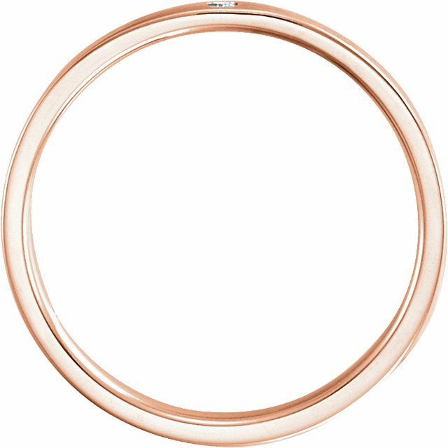 14K Rose Gold Round 1.5 Mm X 2.5 Mm Si2-Si3, G-H Polished .015 Ct Natural Diamond Gypsy-Set Flat Comfort-Fit Band, Size 7