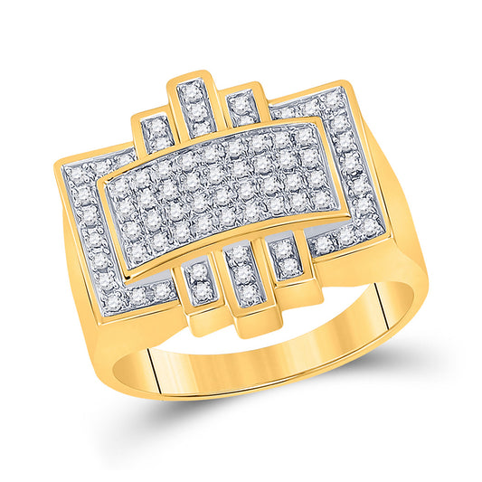 10K Yellow Gold Womens Round Diamond Domed Cluster Ring 1/2 Cttw, Womens Size: 5-10