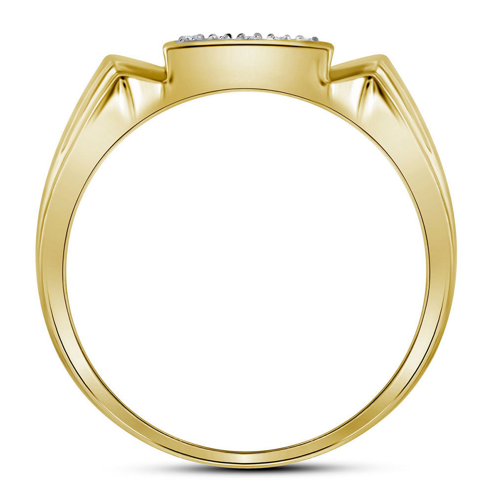 10K Yellow Gold Mens Round Diamond Square Cluster Ring 1/4 Cttw, Mens Size: 7-13