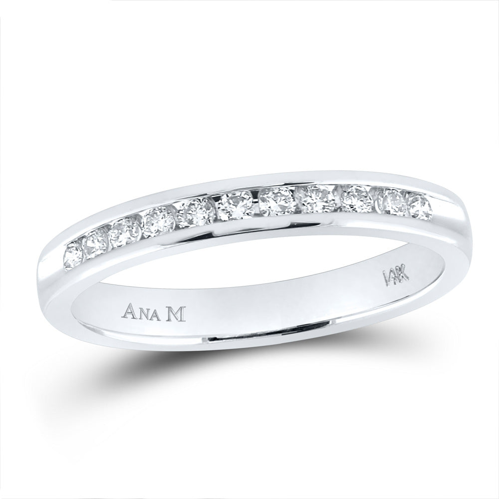 14K White Gold Womens Round Diamond Slender 2.5mm Wedding Band 1/4 Cttw, Womens Size: 5-10