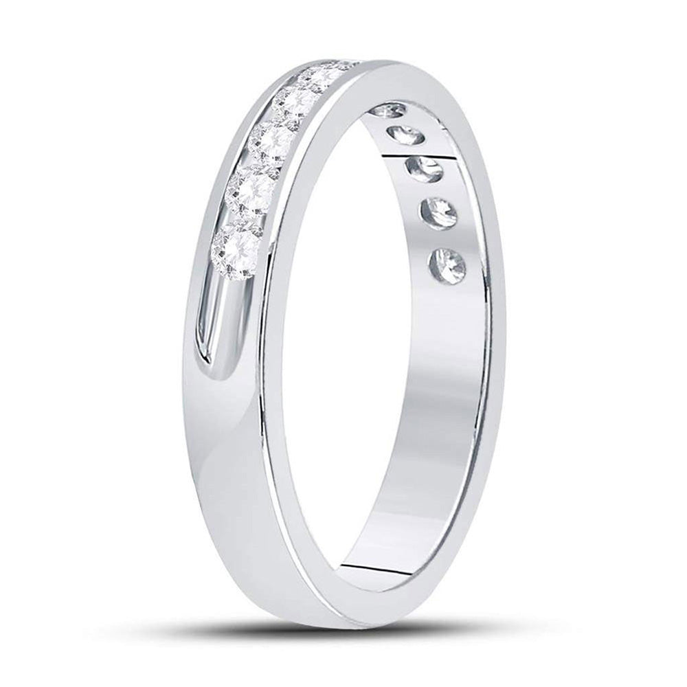14K White Gold Womens Round Diamond Wedding Machine Set Band 1/2 Cttw, Womens Size: 5-10