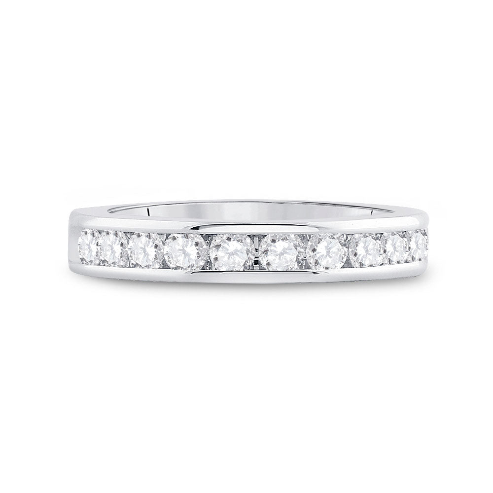 14K White Gold Womens Round Diamond Wedding Band 3/4 Cttw, Womens Size: 5-10