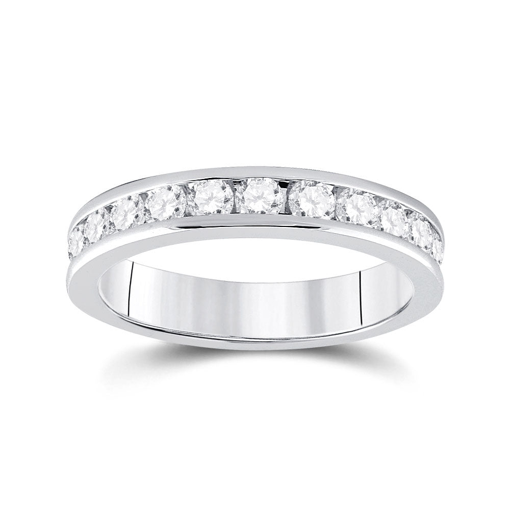14K White Gold Womens Round Diamond Wedding Band 3/4 Cttw, Womens Size: 5-10