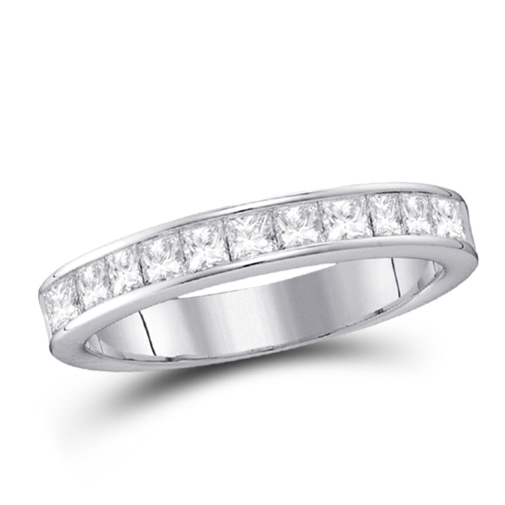 14K White Gold Womens Princess Diamond Wedding Band 1/4 Cttw, Womens Size: 5-10