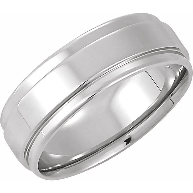 14K Yellow Or White Gold Or Sterling Silver Polished Comfort-Fit Flat Inlay Band