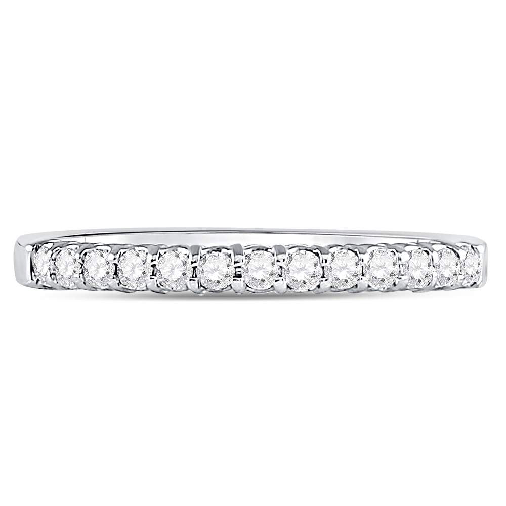 14K White Gold Womens Round Diamond Machine-set Wedding Band Ring 1/4 Cttw, Womens Size: 5-10