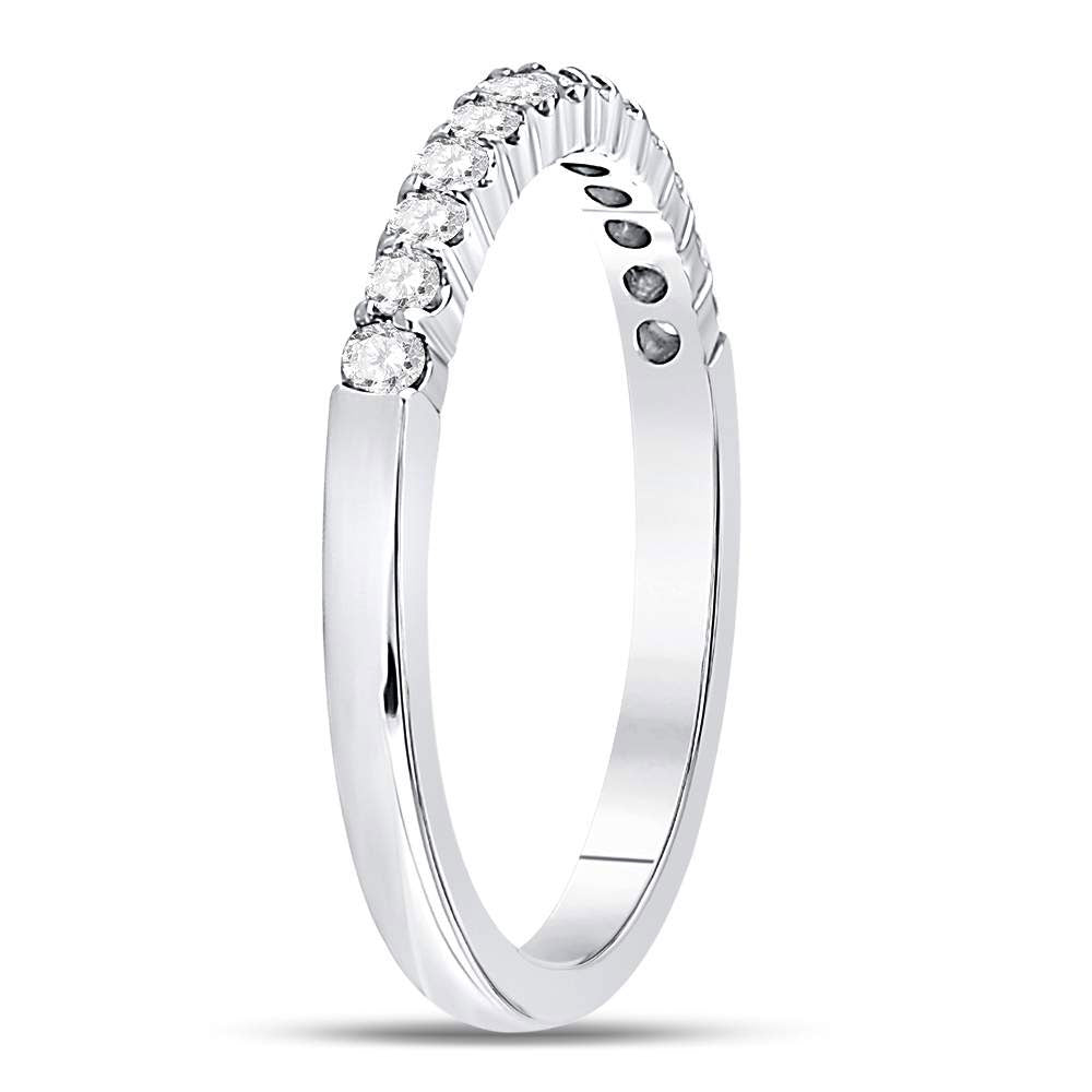 14K White Gold Womens Round Diamond Machine-set Wedding Band Ring 1/4 Cttw, Womens Size: 5-10