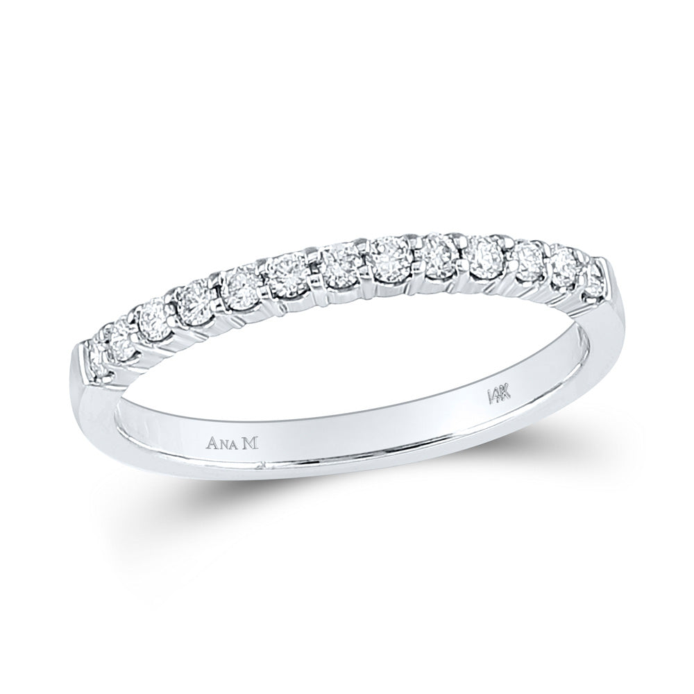 14K White Gold Womens Round Diamond Machine-set Wedding Band Ring 1/4 Cttw, Womens Size: 5-10