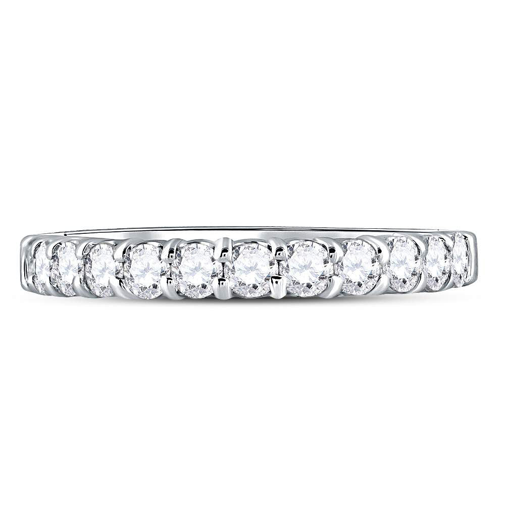 14K White Gold Womens Machine Set Round Diamond Single Row Wedding Band 1/2 Cttw, Womens Size: 5-10