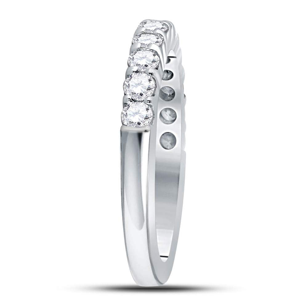14K White Gold Womens Machine Set Round Diamond Single Row Wedding Band 1/2 Cttw, Womens Size: 5-10