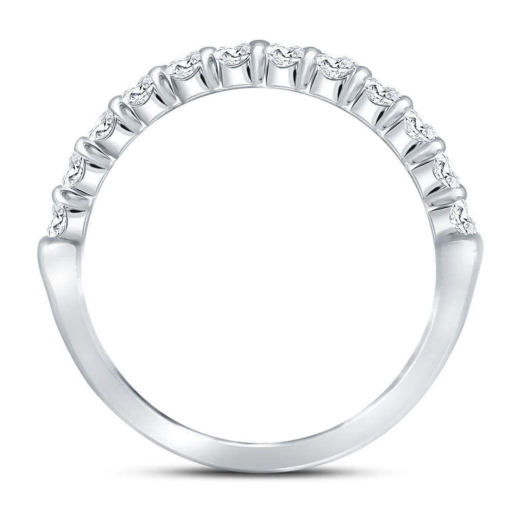 14K White Gold Womens Machine Set Round Diamond Single Row Wedding Band 1/2 Cttw, Womens Size: 5-10
