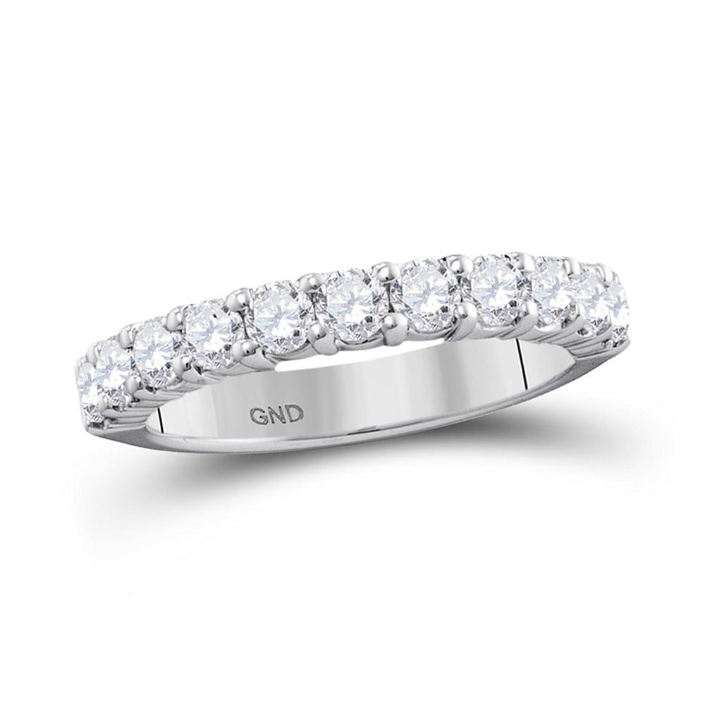 14K White Gold Womens Round Pave-set Diamond Wedding Band 1 Cttw, Womens Size: 5-10