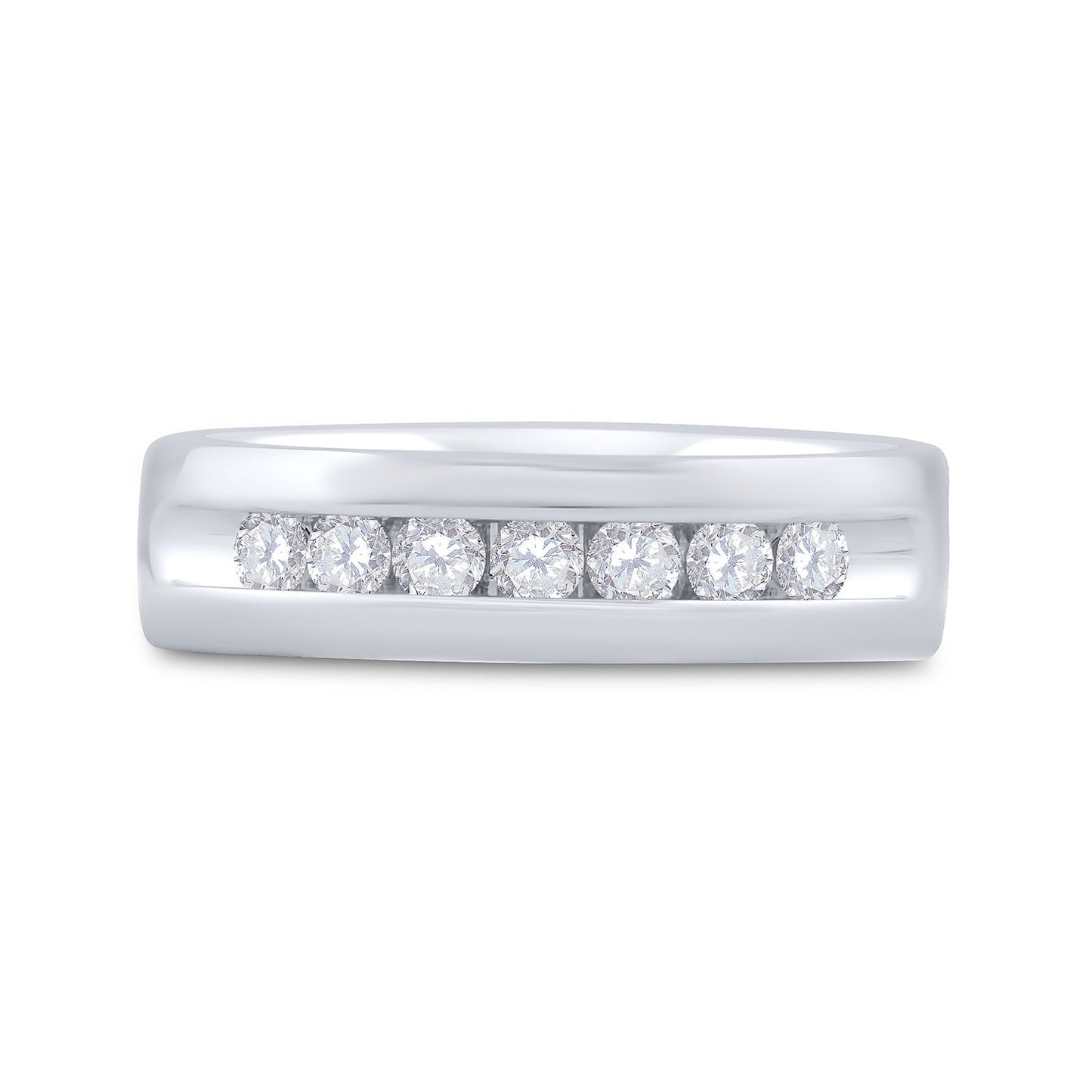 14K White Gold Mens Round Diamond Wedding Single Row Band Ring 1/2 Cttw, Mens Size: 7-13