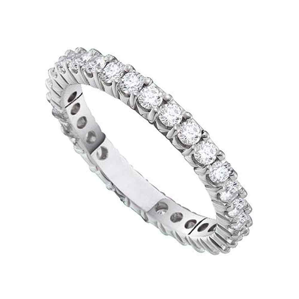 14K White Gold Womens Round Pave-set Diamond Eternity Wedding Anniversary Band 1/2 Cttw, Womens Size: 5-10